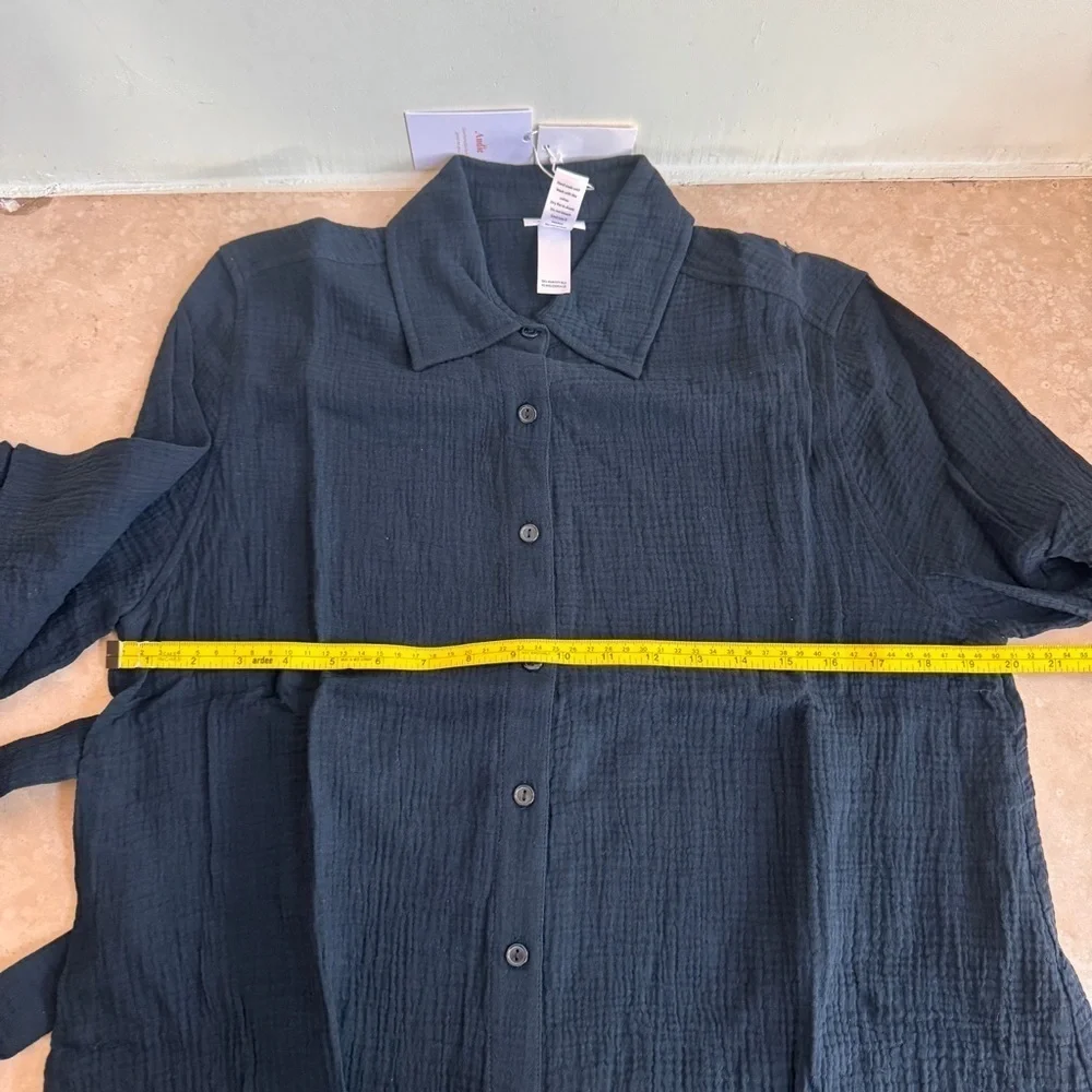 Andie Swim The Corvo Black Button Up Collared Long Sleeve Womens Size S Belted